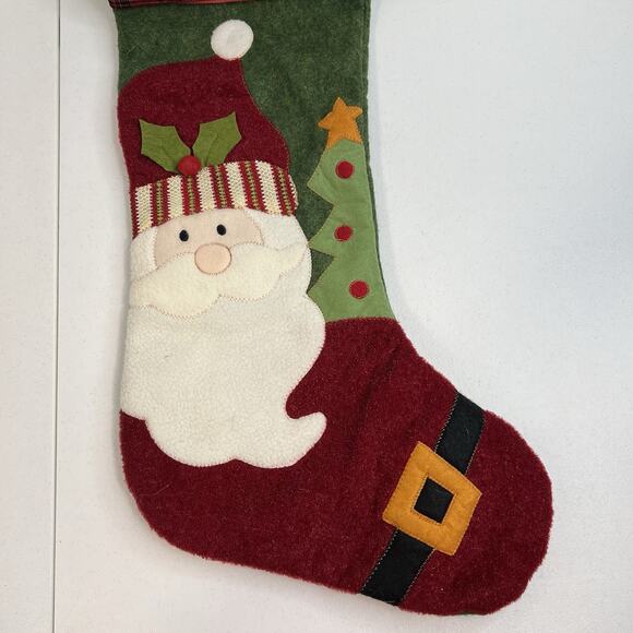 Christmas Stocking Lot Of 2 Santa Claus Snowman Frosty Plaid Large 23” Patchwork - Picture 5 of 16